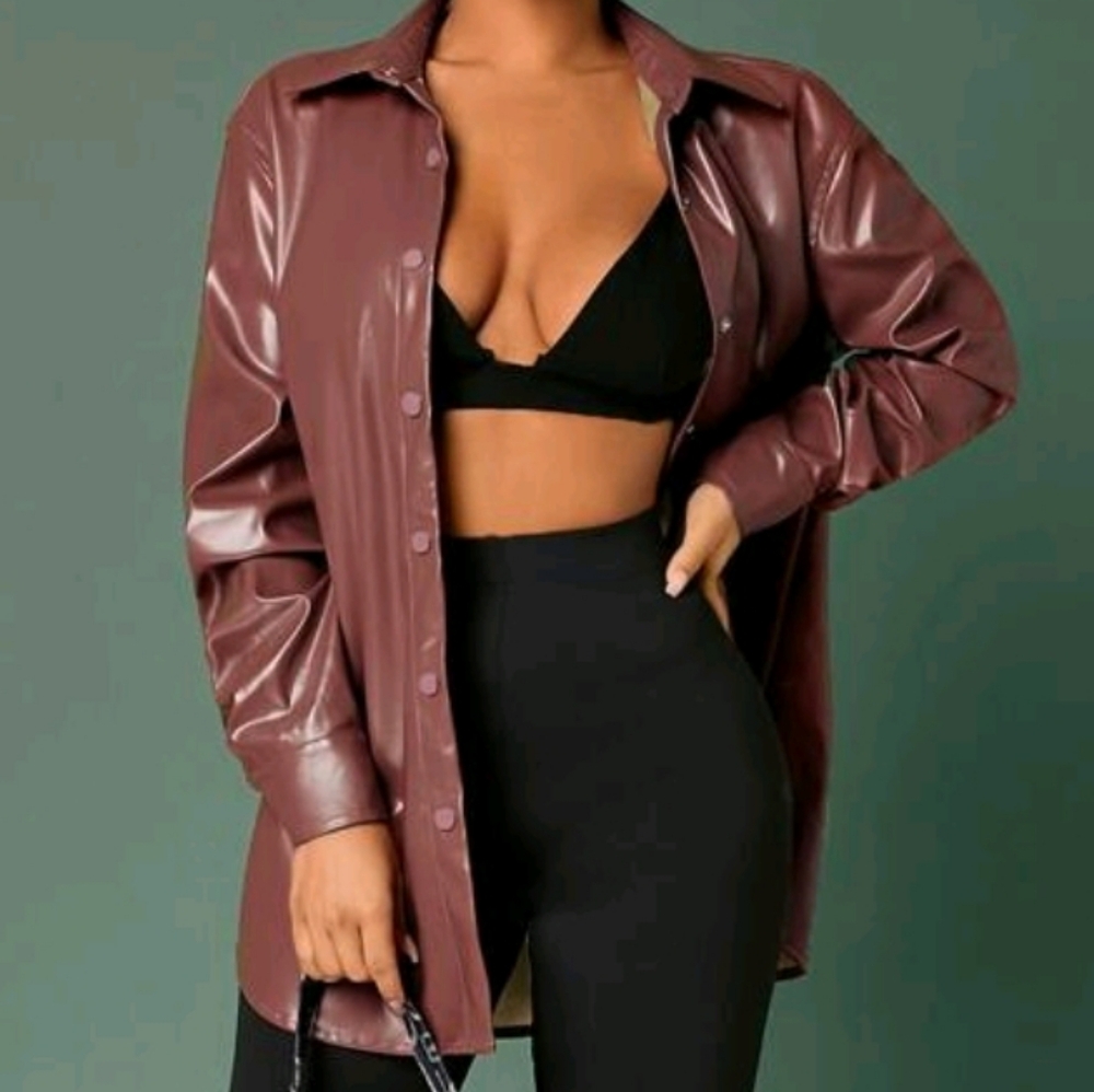 PU Leather button up blouse / jacket